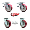 Service Caster 6 Inch Poly on Aluminum Caster Set with Ball Bearings 2 Brakes 2 Swivel Lock SCC SCC-TTL30S620-PAB-2-BSL-2